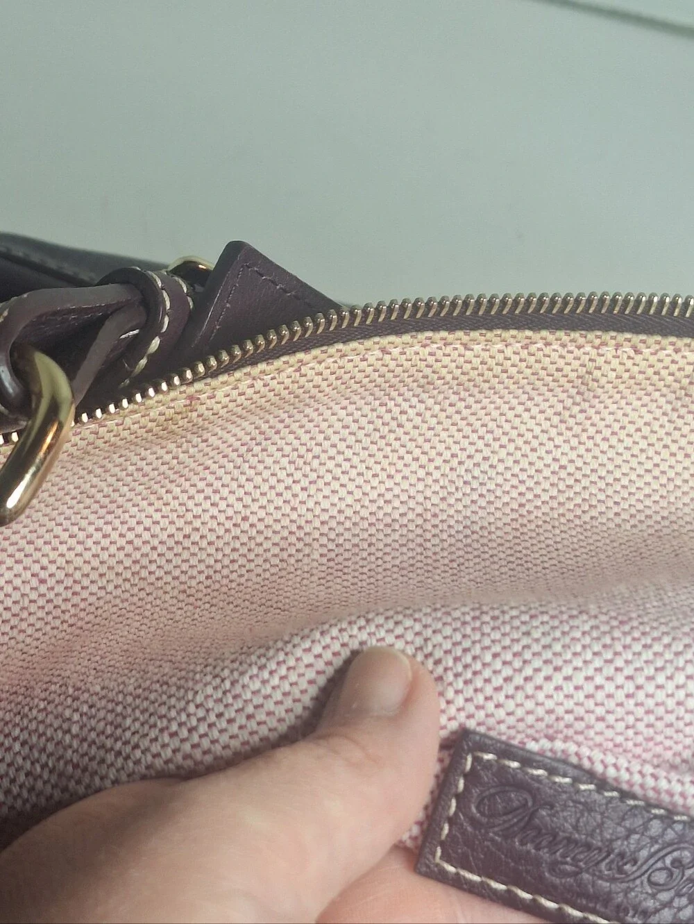 Dooney & Bourke Dillen Double Pocket Satchel Large Handbag Purse Purple Plum
